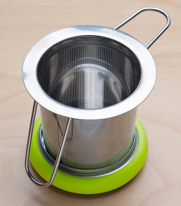 TeaLogic, Edelstahlfilter mit Abtropfschale und klappbaren Henkeln